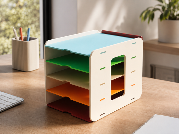 Organiseur de bureau imprimé en 3D – Range-documents A4 à 4 niveaux