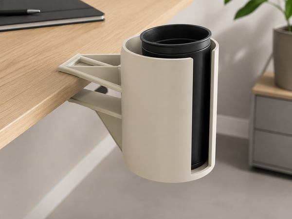 Support de verre en plastique pour bureau.