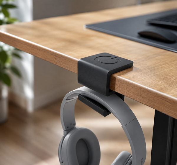 Support casque de bureau à fixer sous le plateau