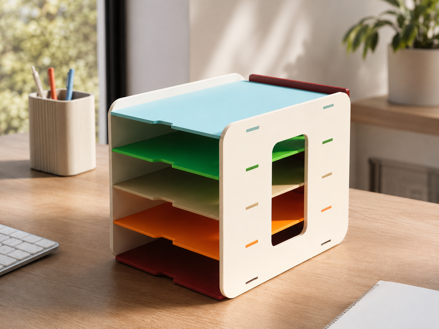 Organiseur de bureau imprimé en 3D – Range-documents A4 à 4 niveaux