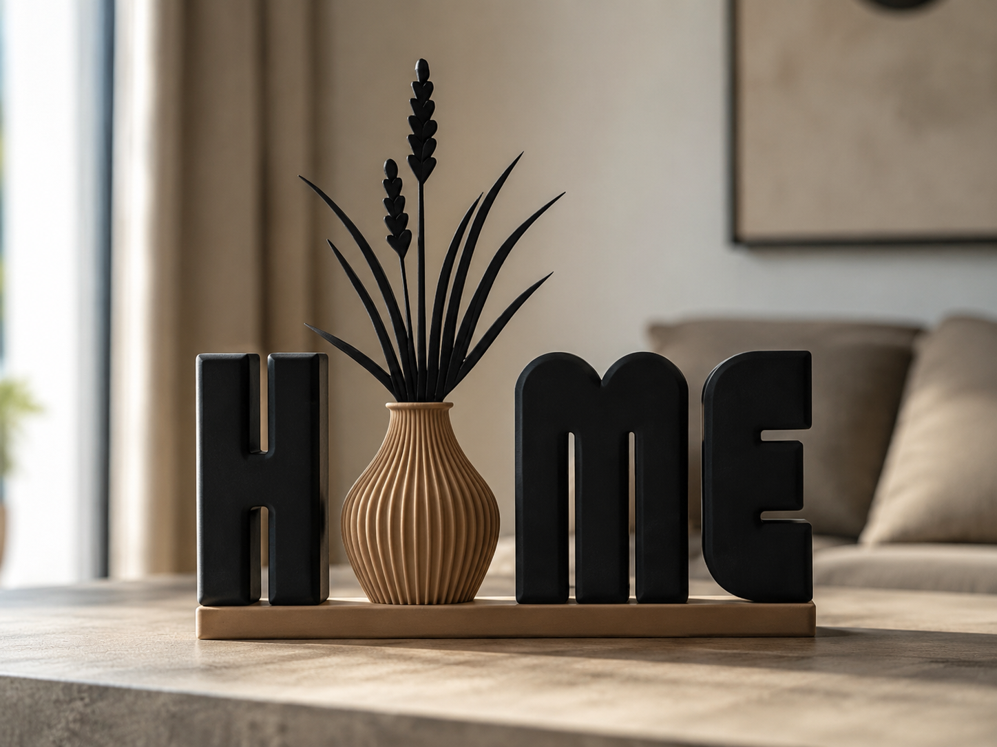 Décoration "HOME" avec vase intégré