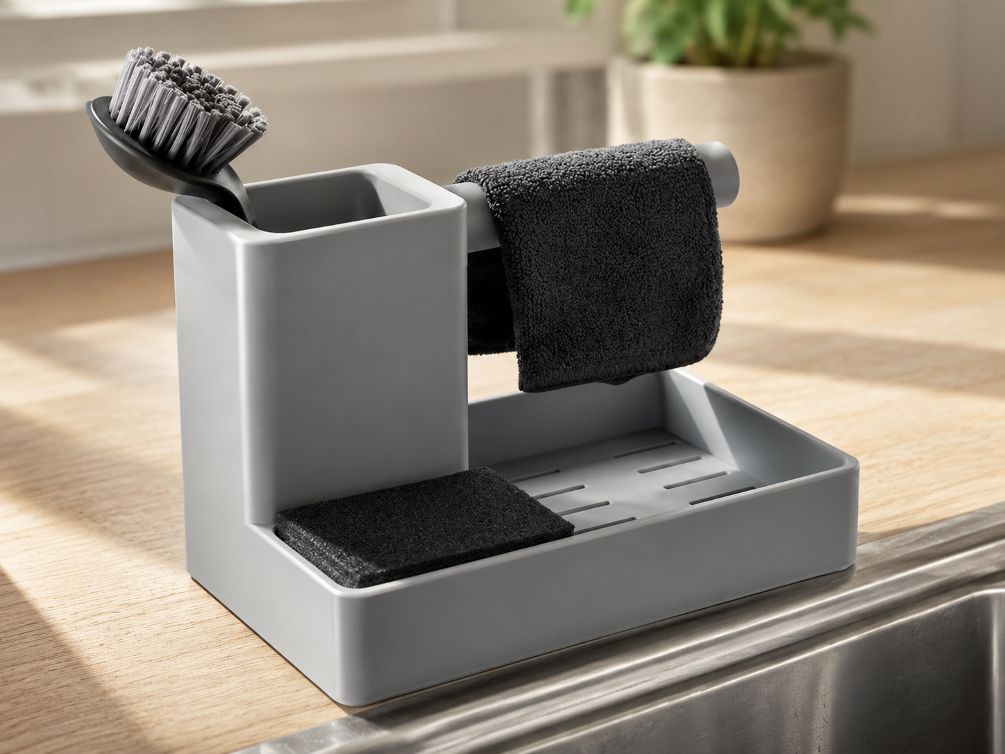 Organisateur de cuisine moderne avec barre à serviettes