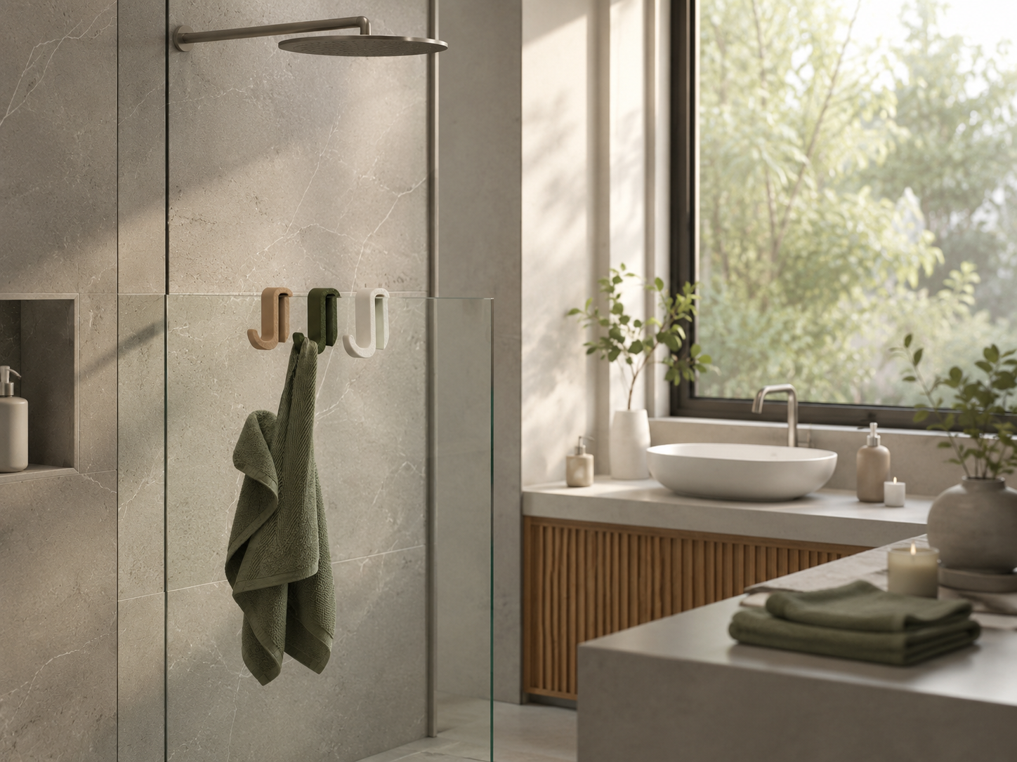 Crochet de douche pour serviette - pratique, discret et sans perçage
