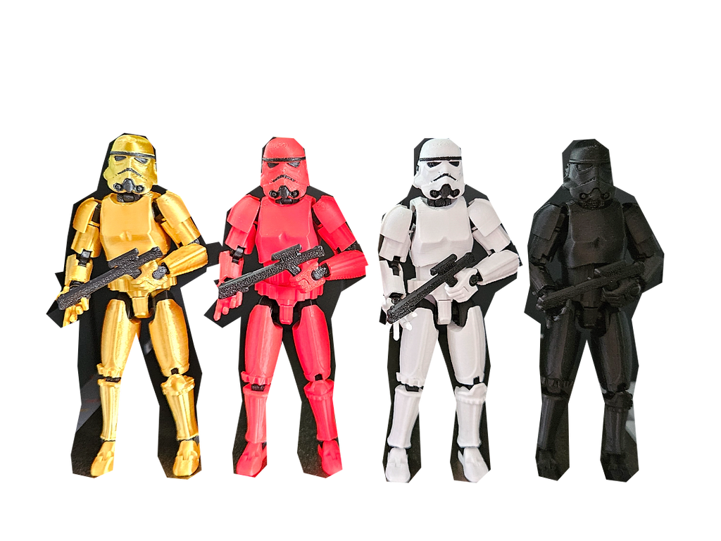 Figurine Star Wars stormtrooper avec bras articulés et destructeurs