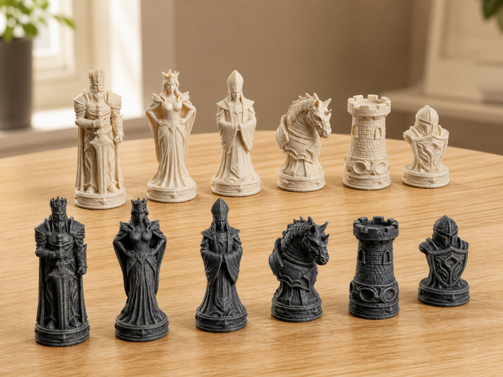 Set d'échecs Regnum pièces en matière résistante design médiéval détaillé
