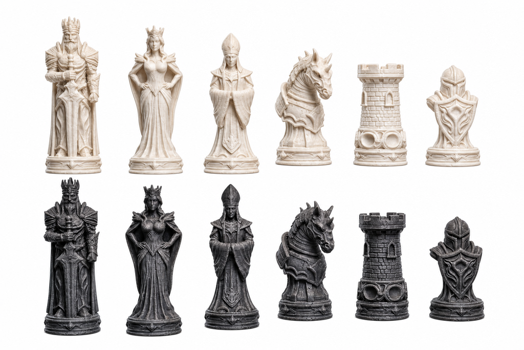 Set d'échecs Regnum pièces en matière résistante design médiéval détaillé