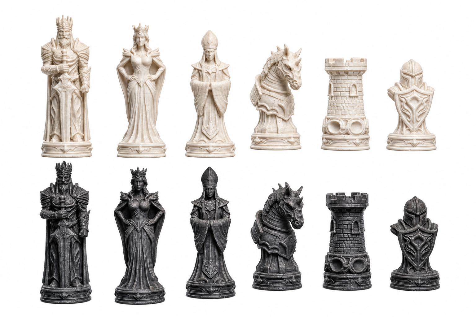 Set d'échecs Regnum pièces en matière résistante design médiéval détaillé