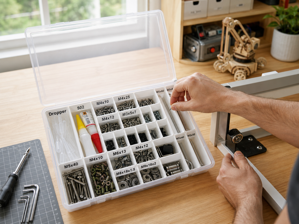 Boîte de rangement transparente pour vis M3 à M55 - Organisateur de fixation