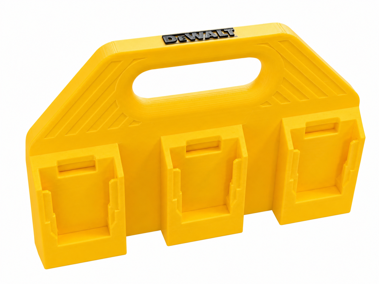Organisateur 6 batteries 18V XR DeWALT - Design jaune vif avec poignée noire