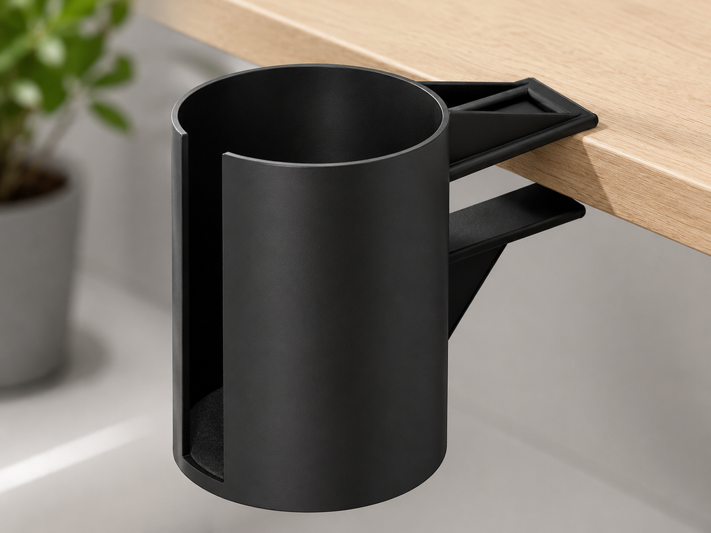 Support de verre en plastique pour bureau.