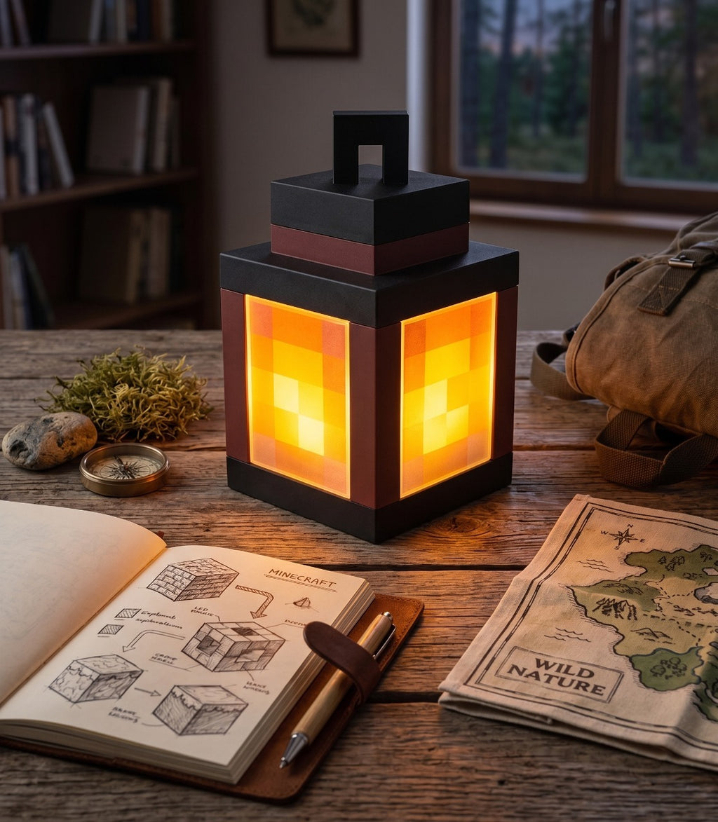 Lampe Minecraft en verre à LED