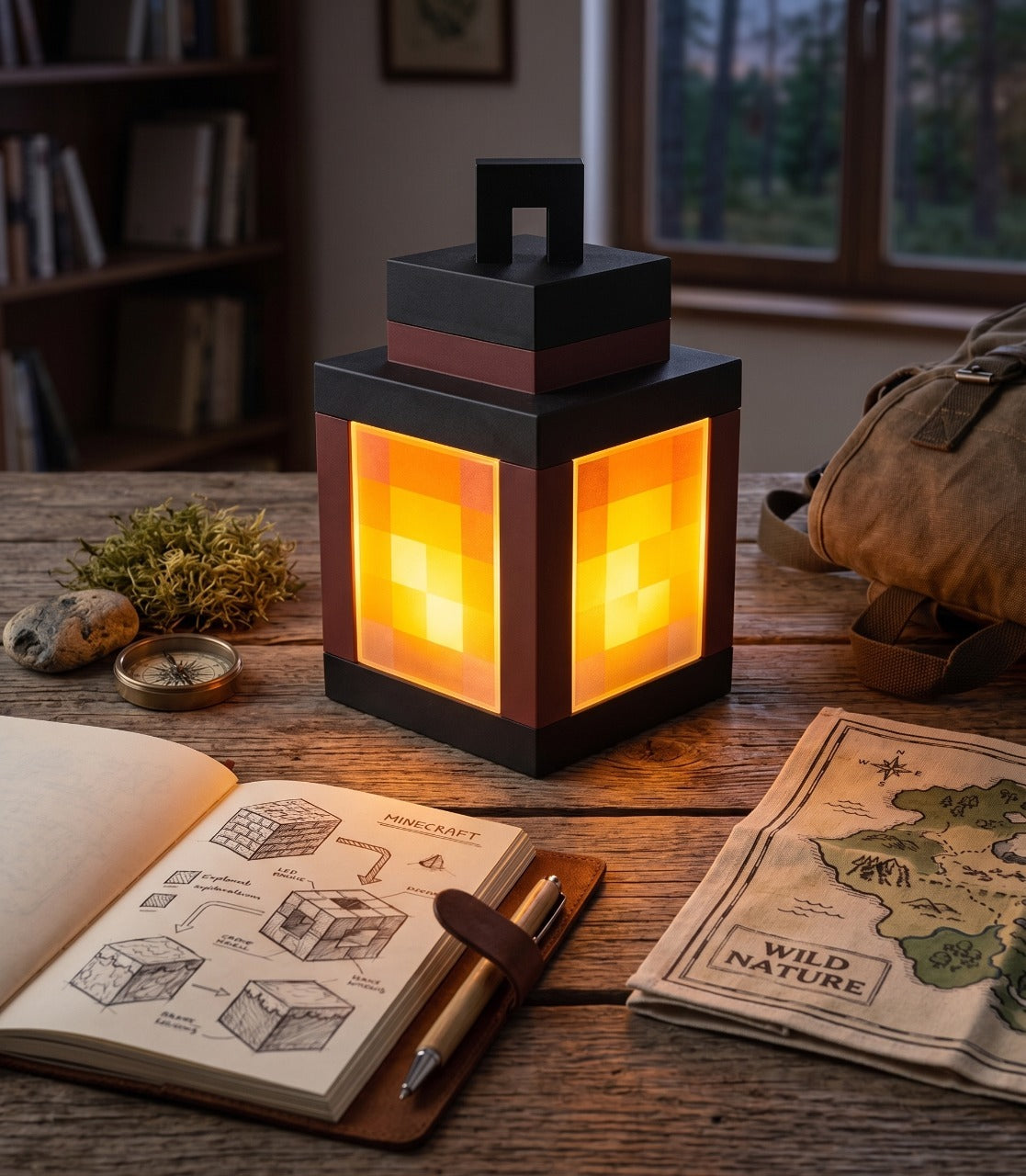 Lampe Minecraft en verre à LED