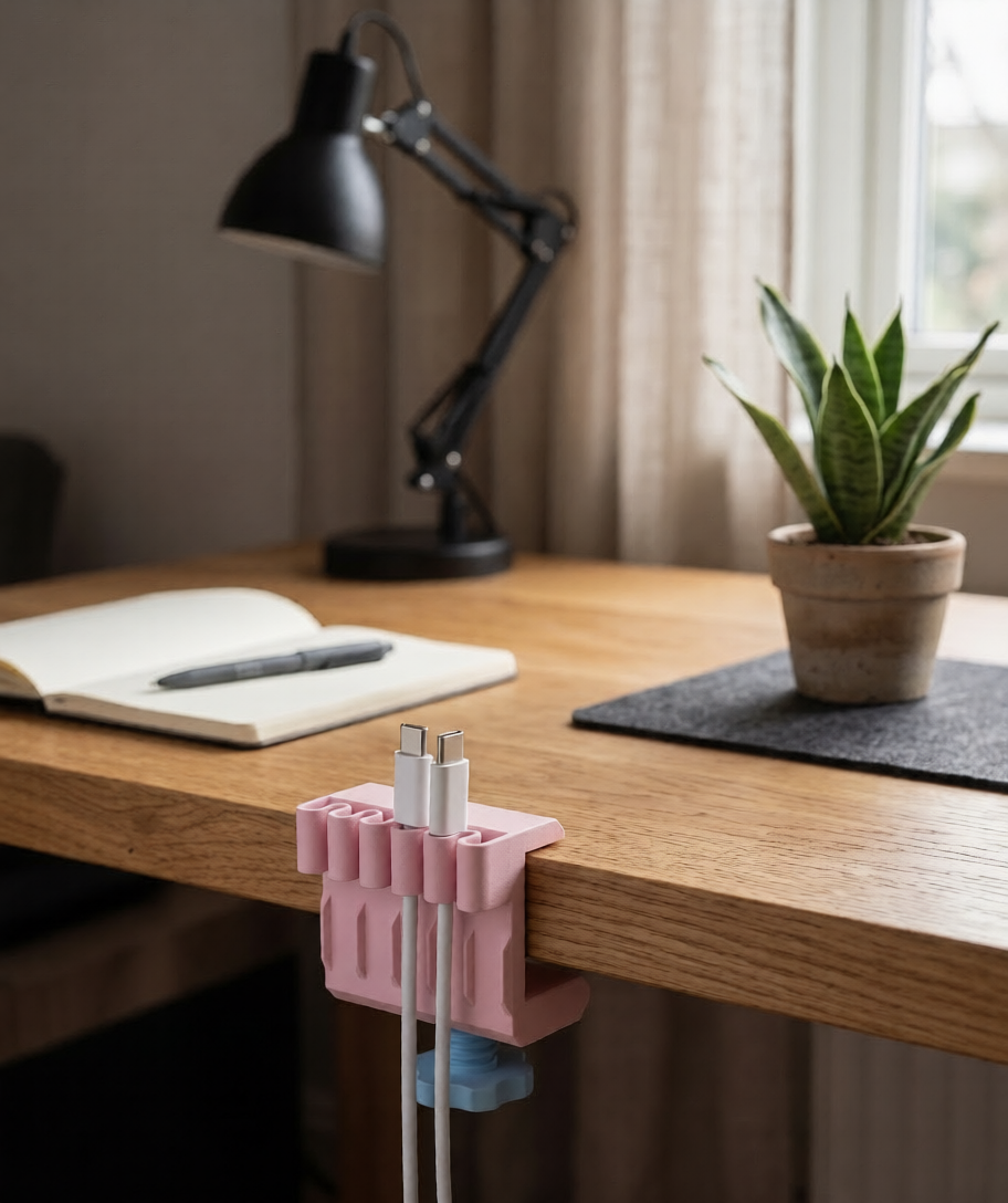 Clamp de fixation de câbles latéral pour bureau - Organiseur de cables électriques