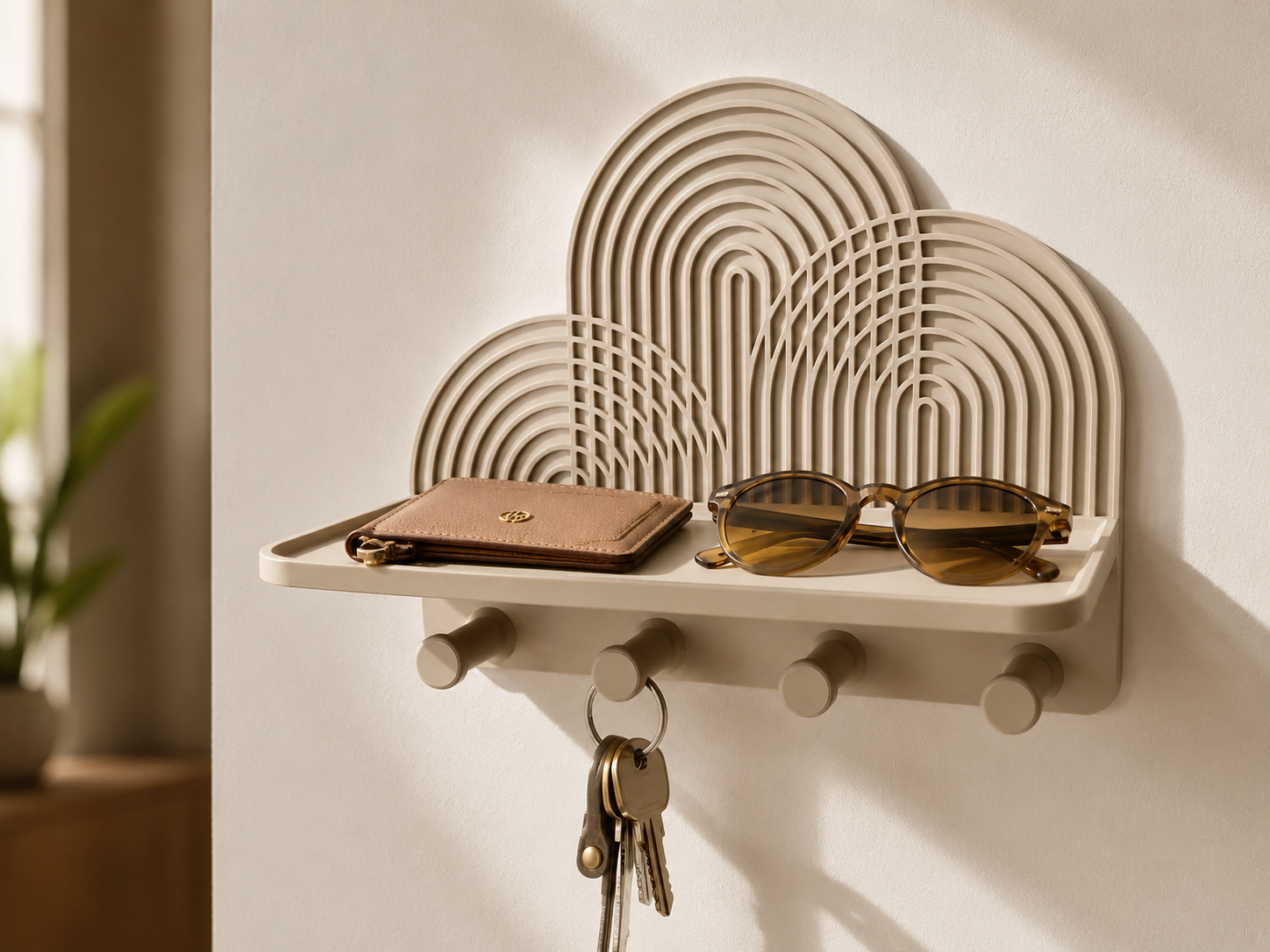 Étagère murale design avec porte-clés