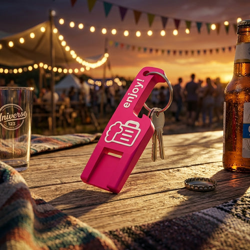 Ouvre-bouteilles multifonction en porte-clés – face – 123