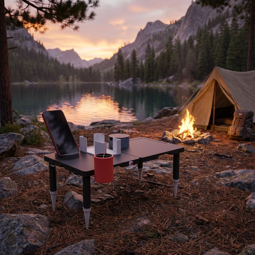 Table de camping portable avec accessoires – face – 94