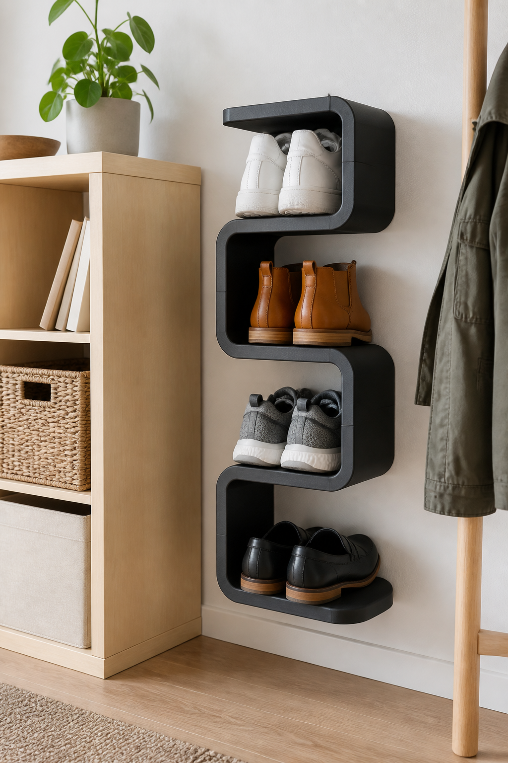 Organisateur mural pour chaussures - rangement pratique et moderne