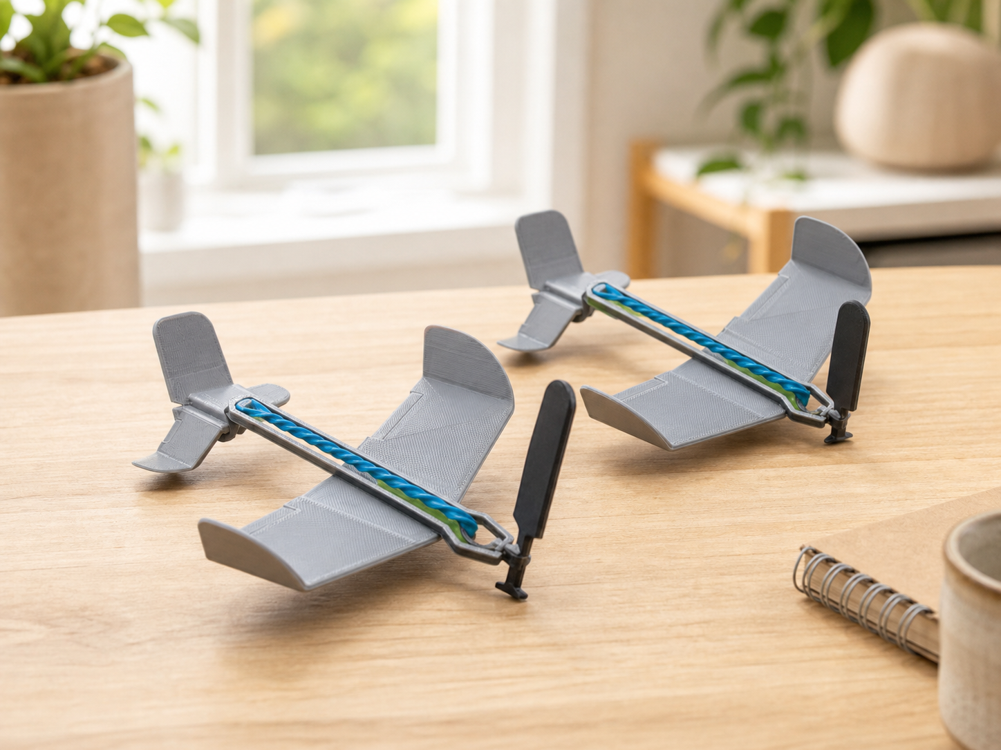 Avion à élastiques à ailes réglables pour activités extérieures (lot de 2)
