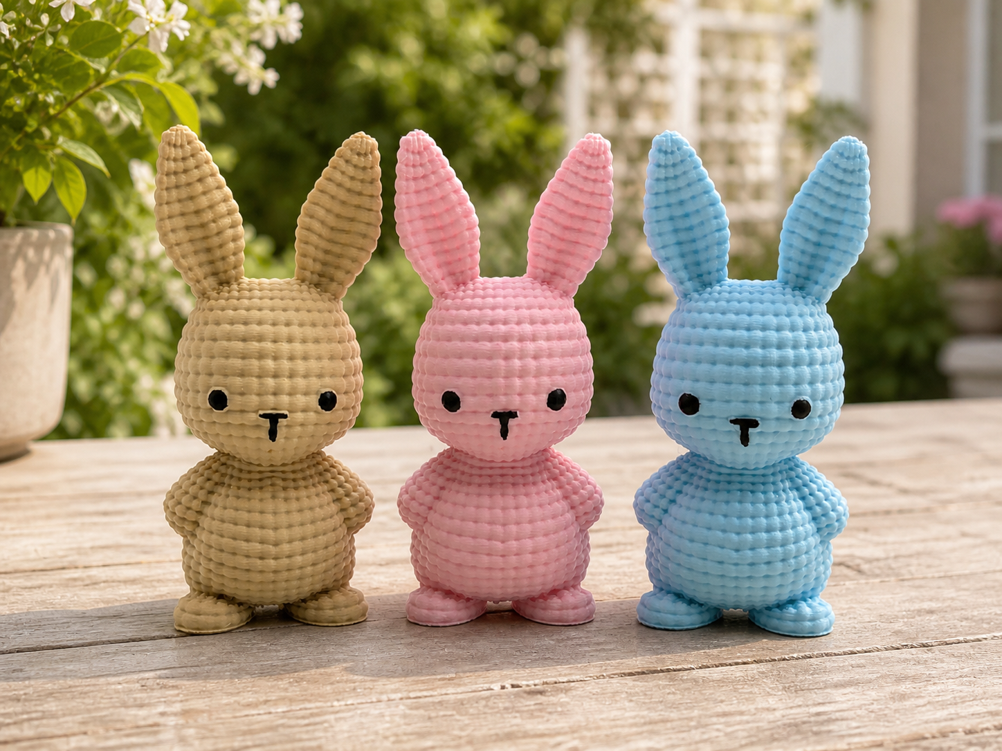 Lapins en maille artisanale