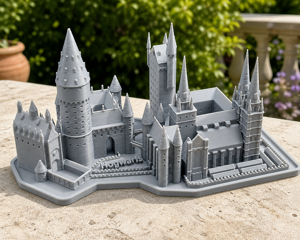 Château de Poudlard Imprimé en 3D avec Détails Architecture et Base Plate