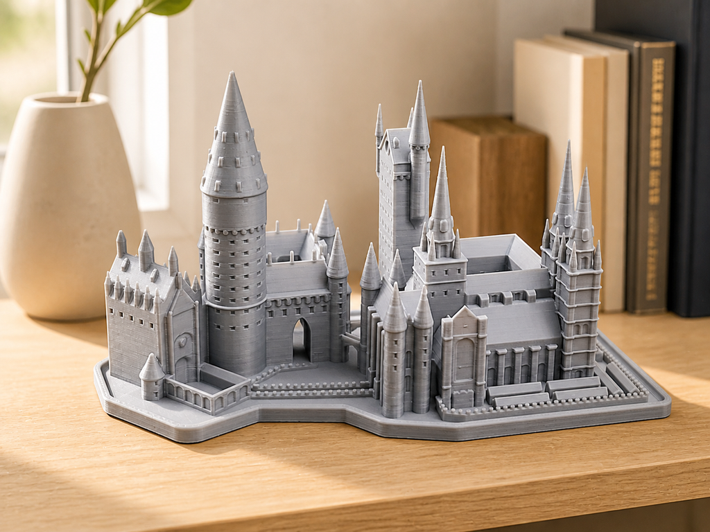 Château de Poudlard Imprimé en 3D avec Détails Architecture et Base Plate