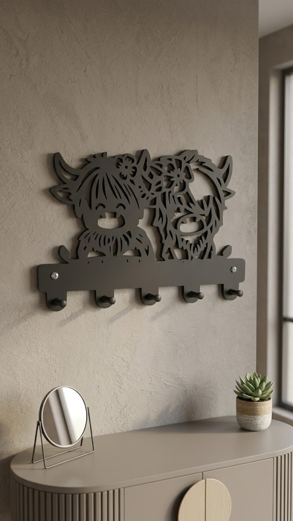 Organiseur mural vaches Highland silicone style décoratif