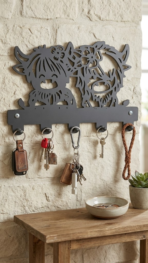 Organiseur mural vaches Highland silicone style décoratif